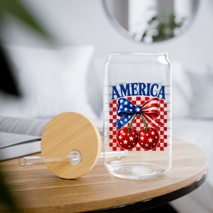 America Patriotic Cherries Bow PNG Design