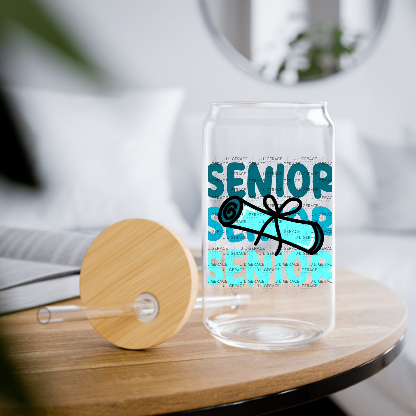 Senior PNG – Teal Diploma Graduation Lettering Design