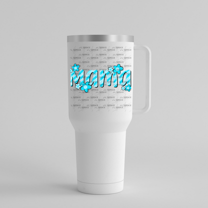 Mama Daisy Floral Blue PNG Design