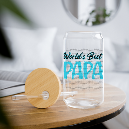 World’s Best Papa PNG – Teal Glossy Typography Design