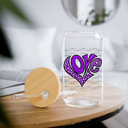 LOVE Heart Letters Polka dots and stripes PNG with Glitter Outline