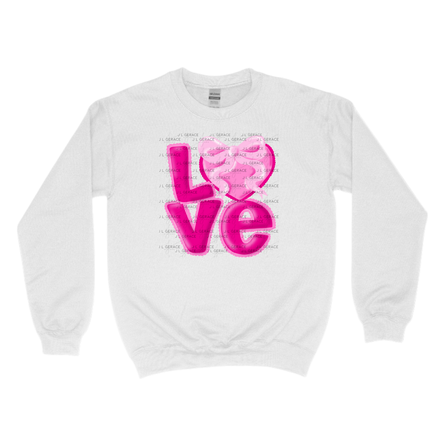Love Pink Bubble Letter PNG with Heart Bow Design