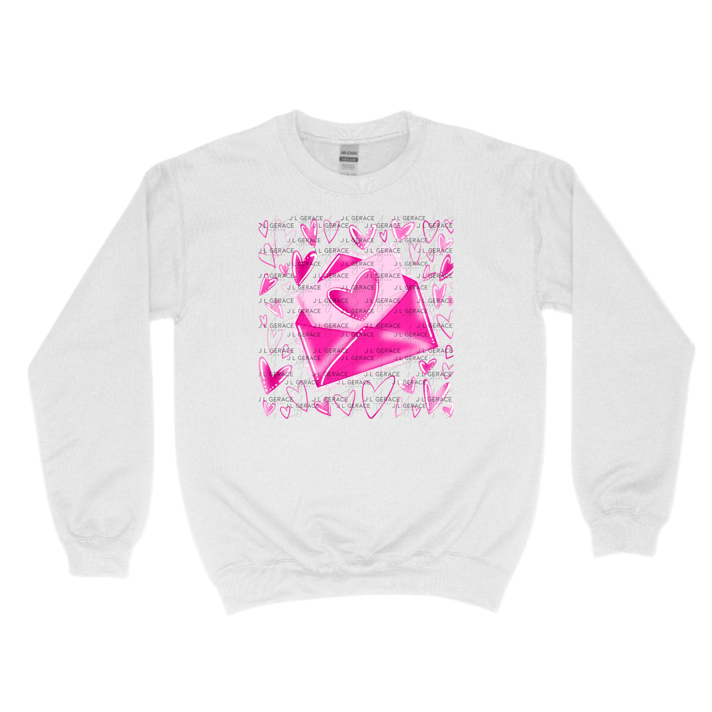 Pink Love Letter PNG with Glitter Outline and Heart Design