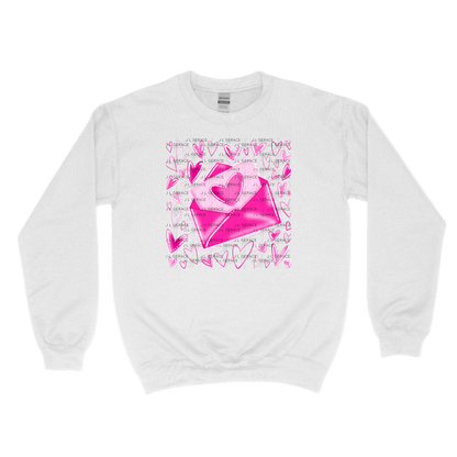 Pink Love Letter PNG with Glitter Outline and Heart Design