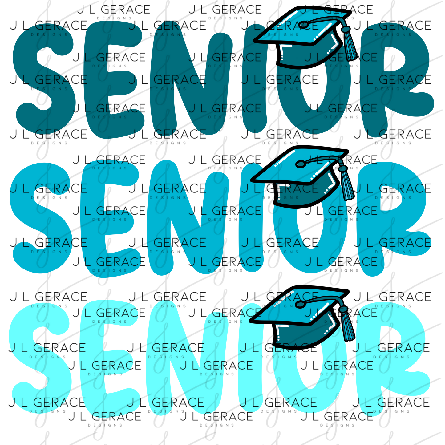 Senior PNG – Teal Graduation Cap Lettering Design