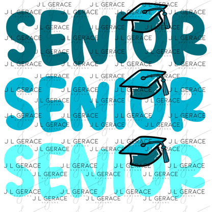 Senior PNG – Teal Graduation Cap Lettering Design