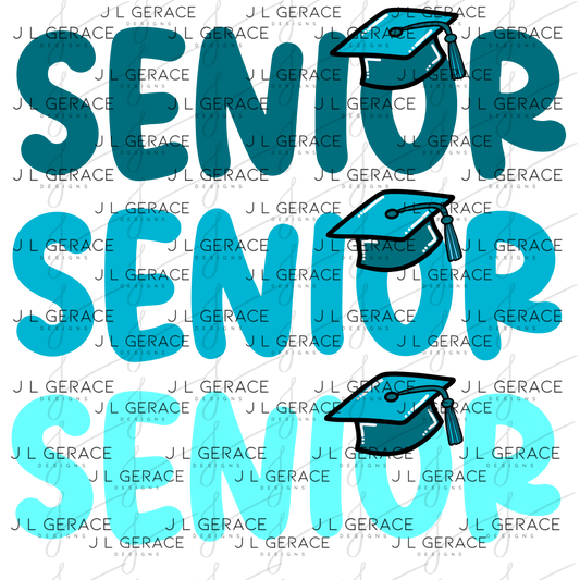 Senior PNG – Teal Graduation Cap Lettering Design