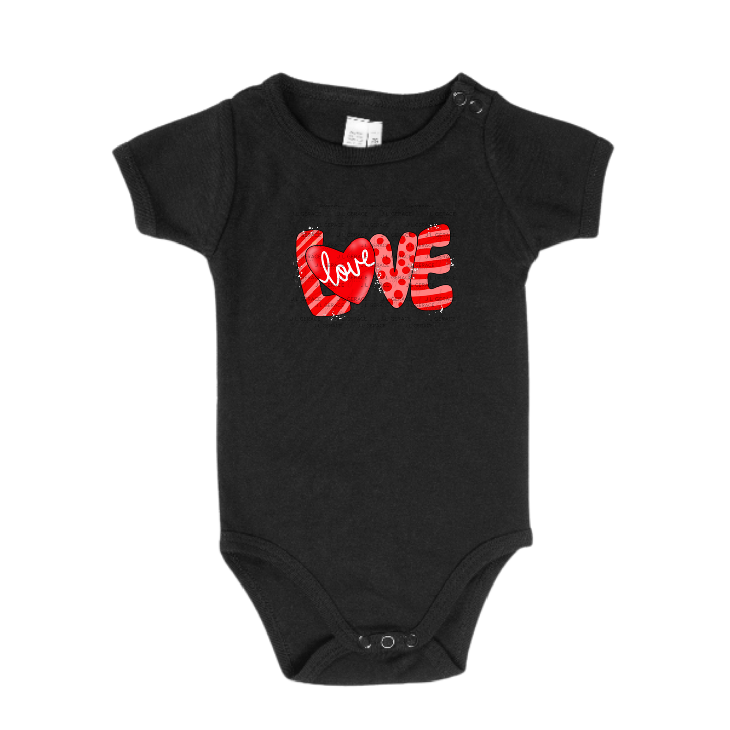 Red Love Word PNG with Heart Paint Splatter Mixed Pattern Design