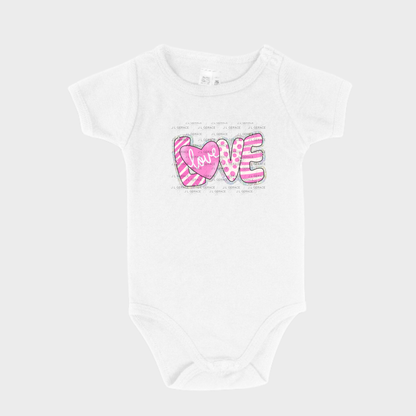 Glitter Outline Love Word PNG with Heart – Pink Mixed Pattern Design