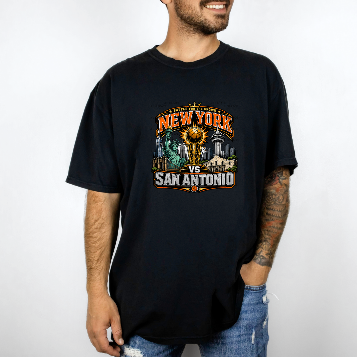 New York vs San Antonio Basketball Trophy PNG Design