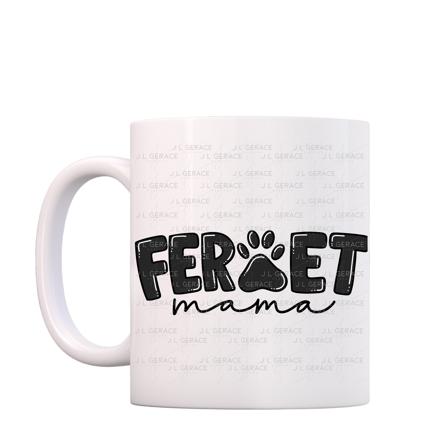 Ferret PNG – Black Paw Print Word Design for Pet Lovers