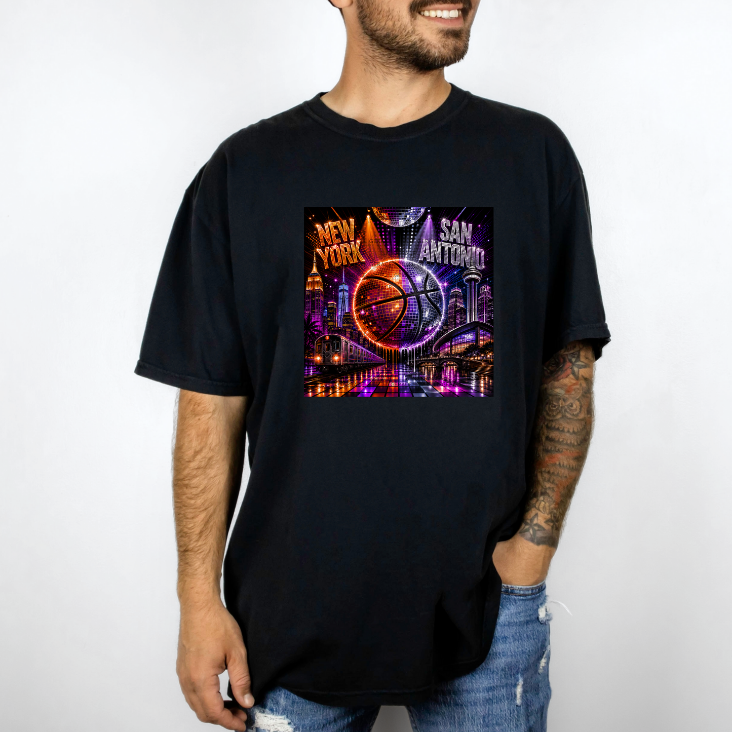 Disco New York vs San Antonio Basketball PNG Design