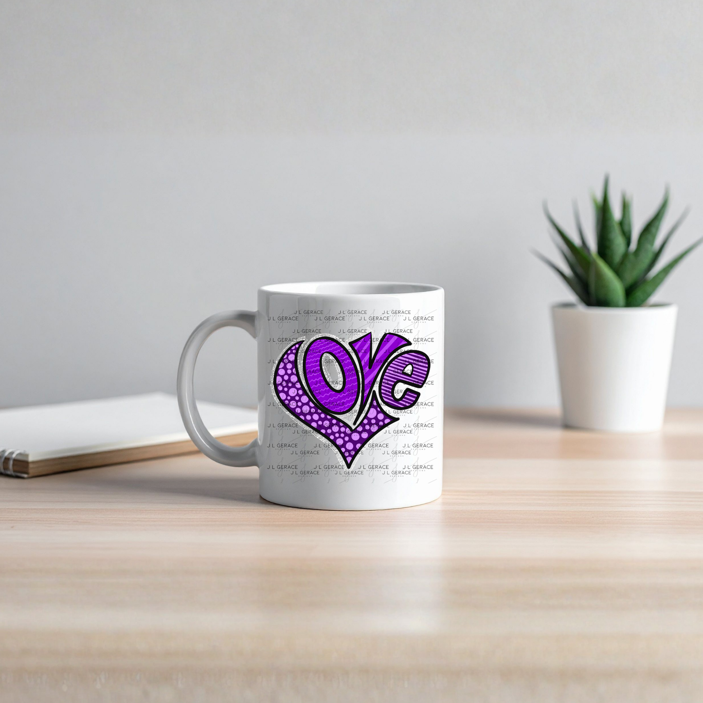 LOVE Heart Letters Polka dots and stripes PNG with Glitter Outline