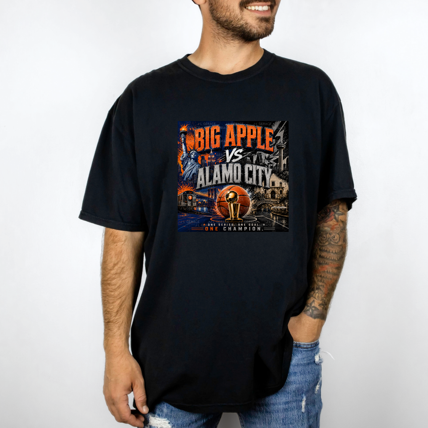 Big Apple vs Alamo City Basketball Championship PNG Design