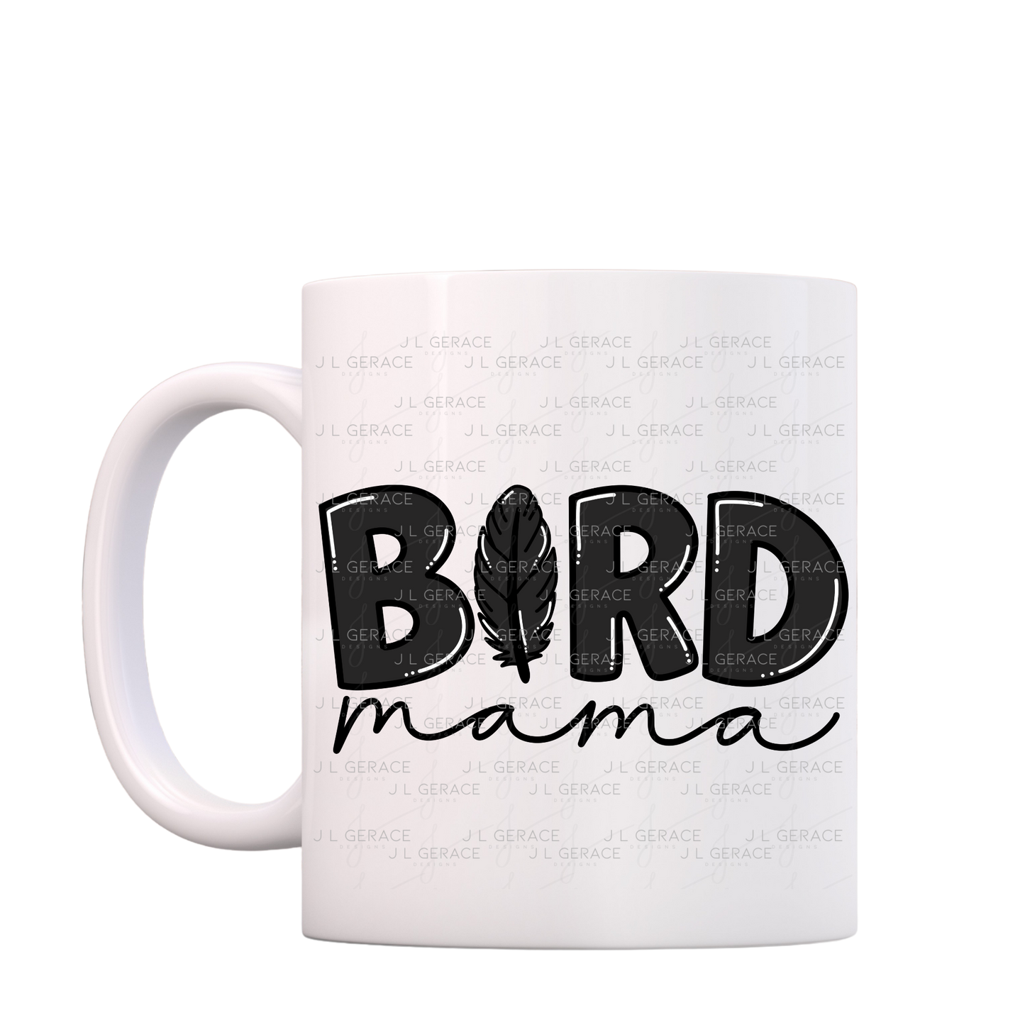 Bird PNG – Black Word Design with Feather Letter