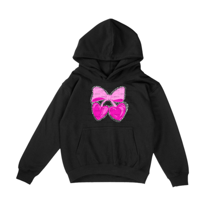 Pink Heart Cherries PNG with Bow String Glitter Design