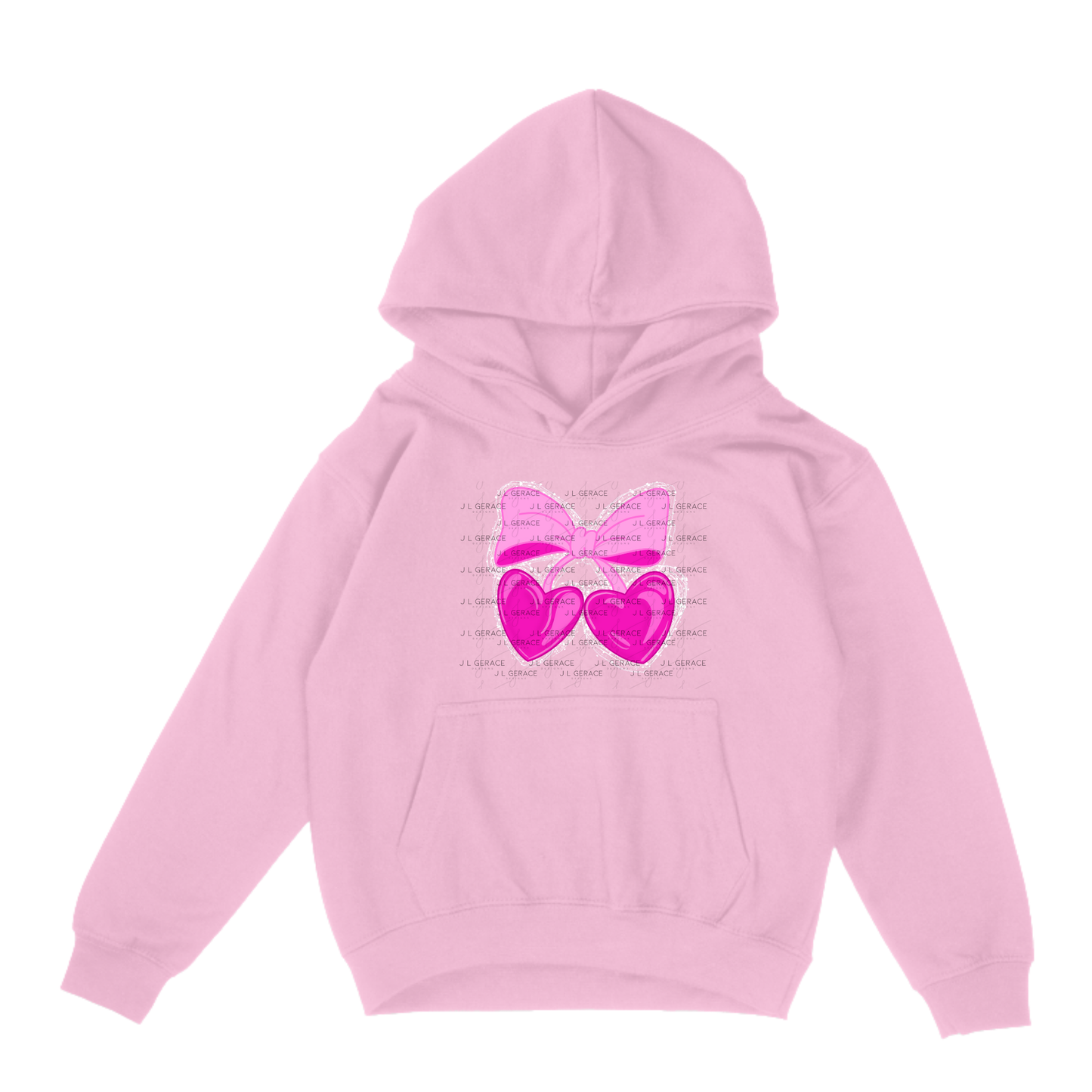 Pink Heart Cherries PNG with Bow String Glitter Design