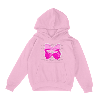 Pink Heart Cherries PNG with Bow String Glitter Design