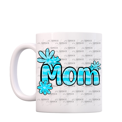 Mom Daisy Floral Blue PNG Design