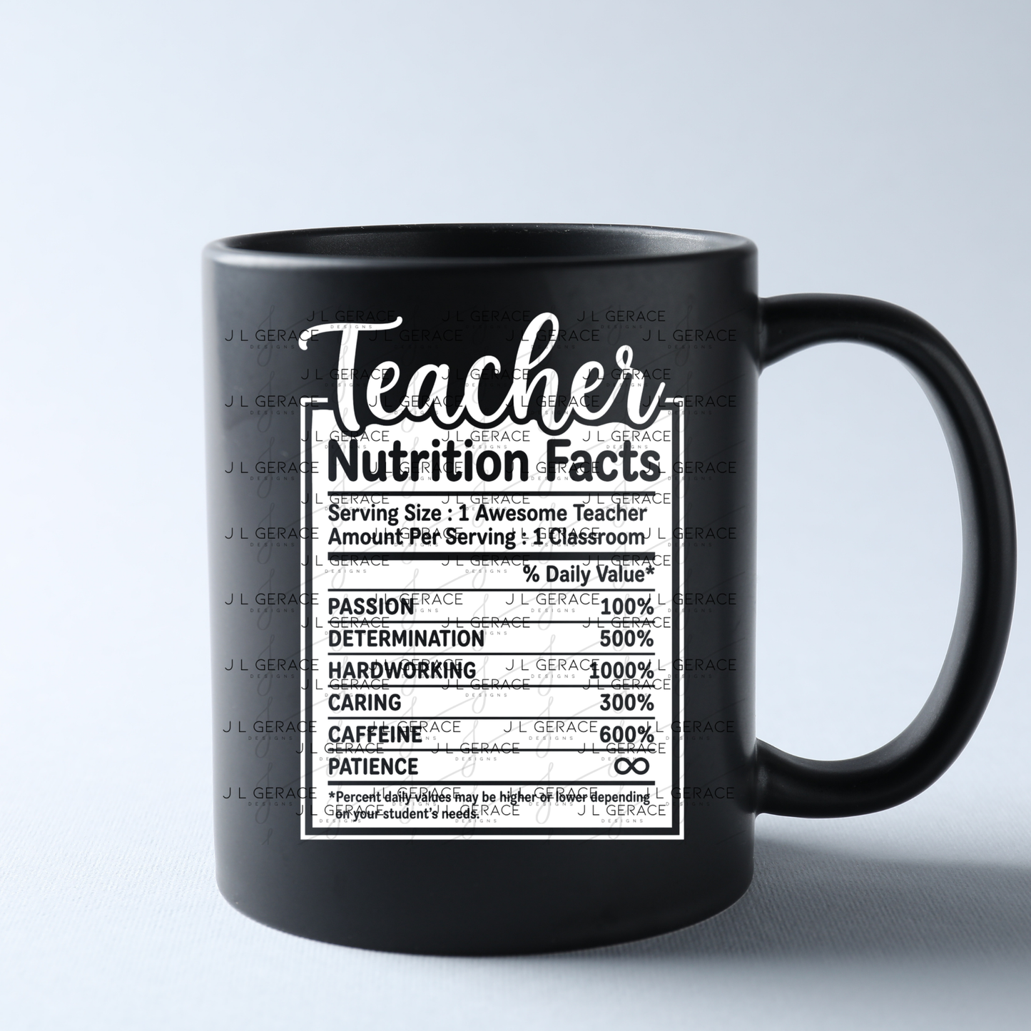 Teacher Nutrition Facts PNG Digital Download (2 Colors)
