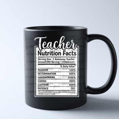 Teacher Nutrition Facts PNG Digital Download (2 Colors)