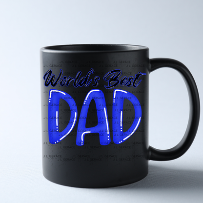World’s Best Dad PNG – Blue Glossy Typography Design for Father’s Day