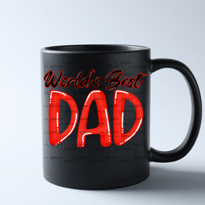 World’s Best Dad PNG – Red Glossy Typography Design for Father’s Day