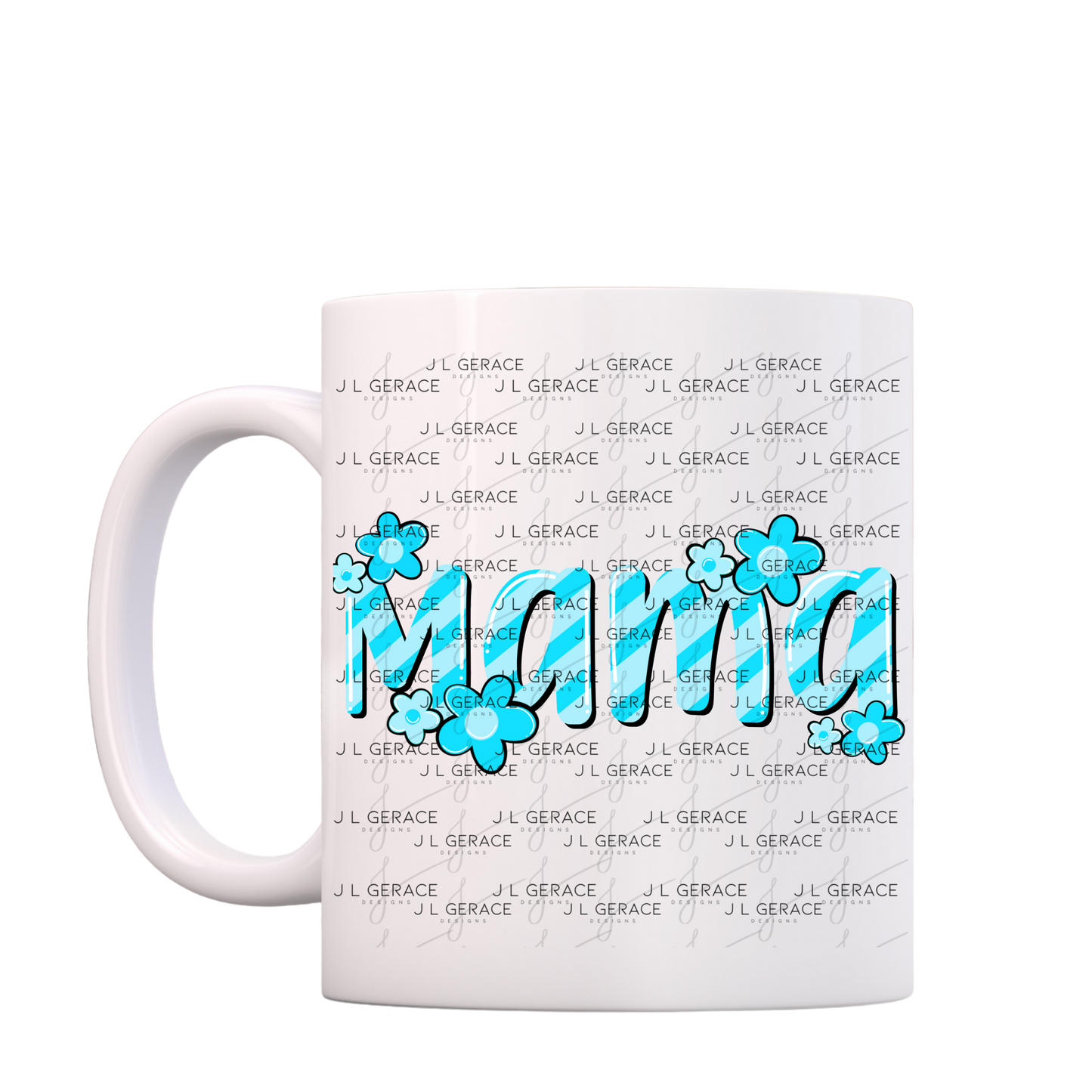 Mama Daisy Floral Blue PNG Design