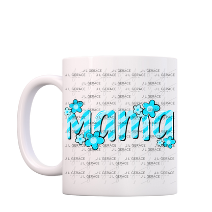 Mama Daisy Floral Blue PNG Design