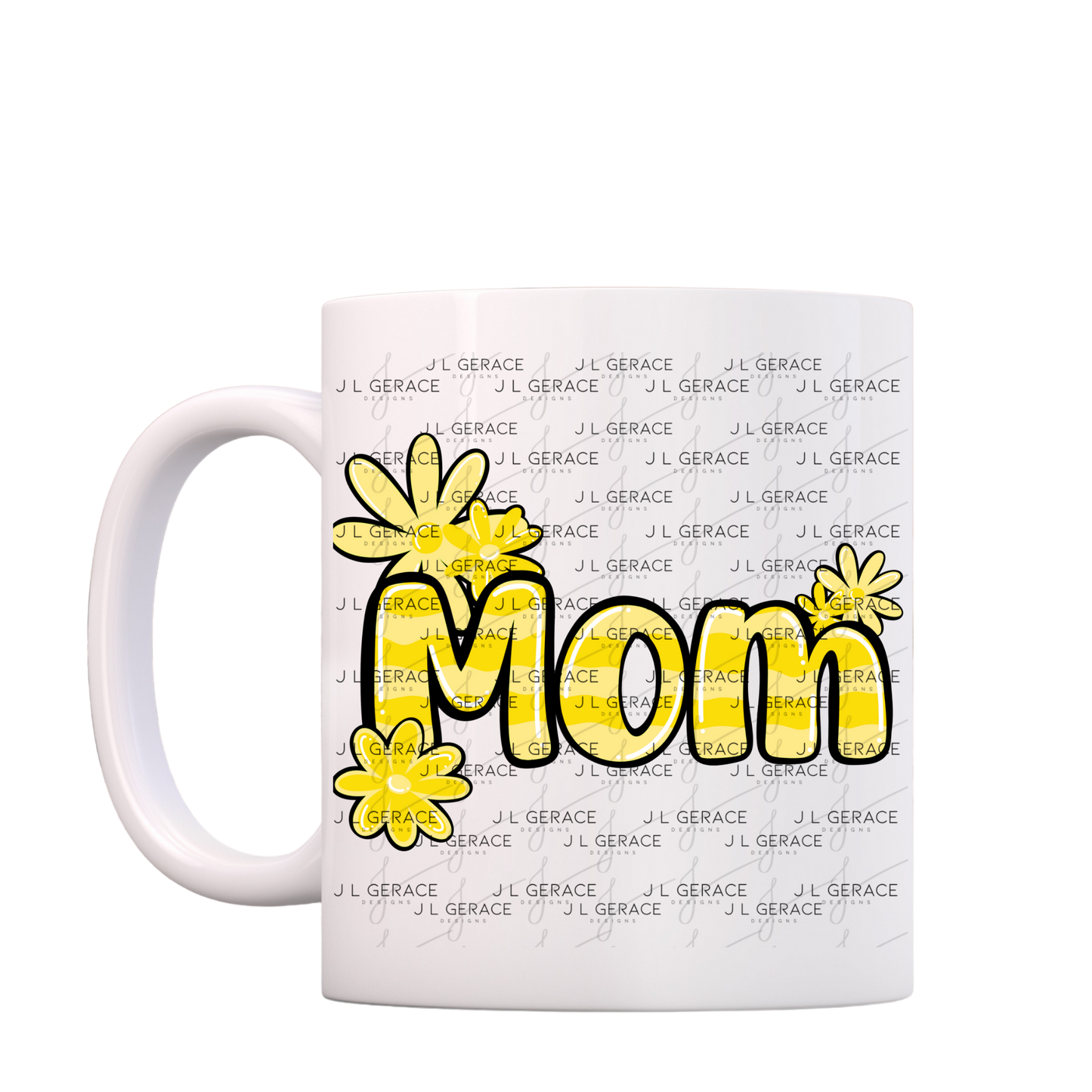 Mom Daisy and Stripes Floral Yellow PNG Design