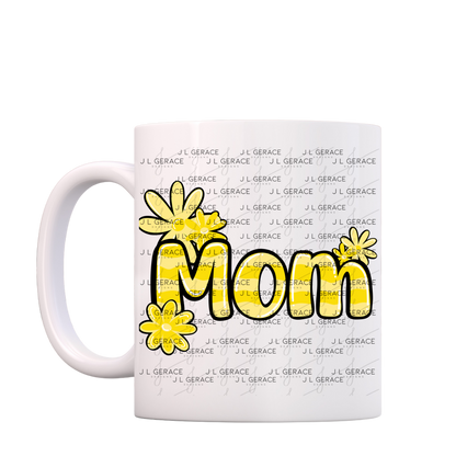 Mom Daisy and Stripes Floral Yellow PNG Design