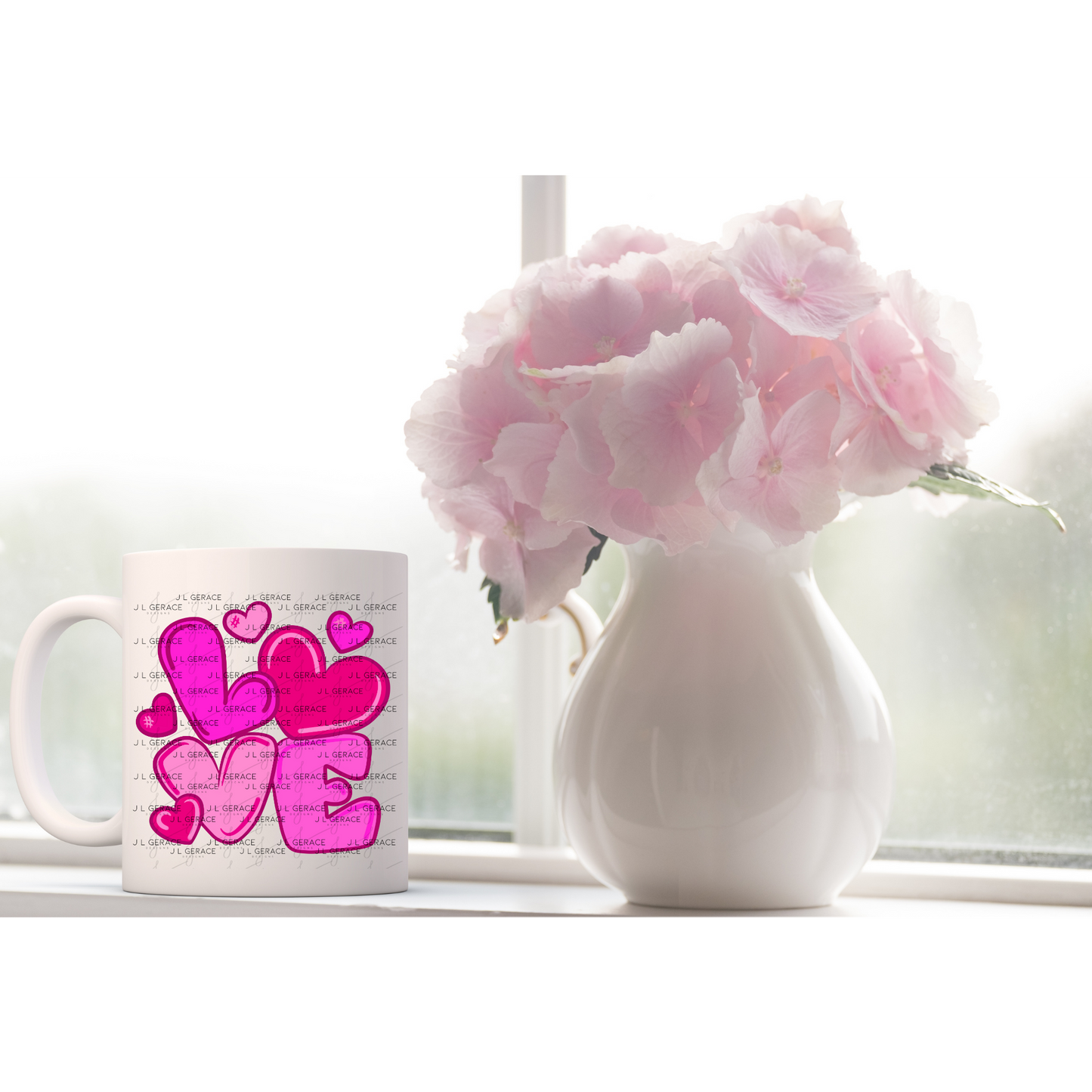 Pink Love Bubble Letter PNG Design