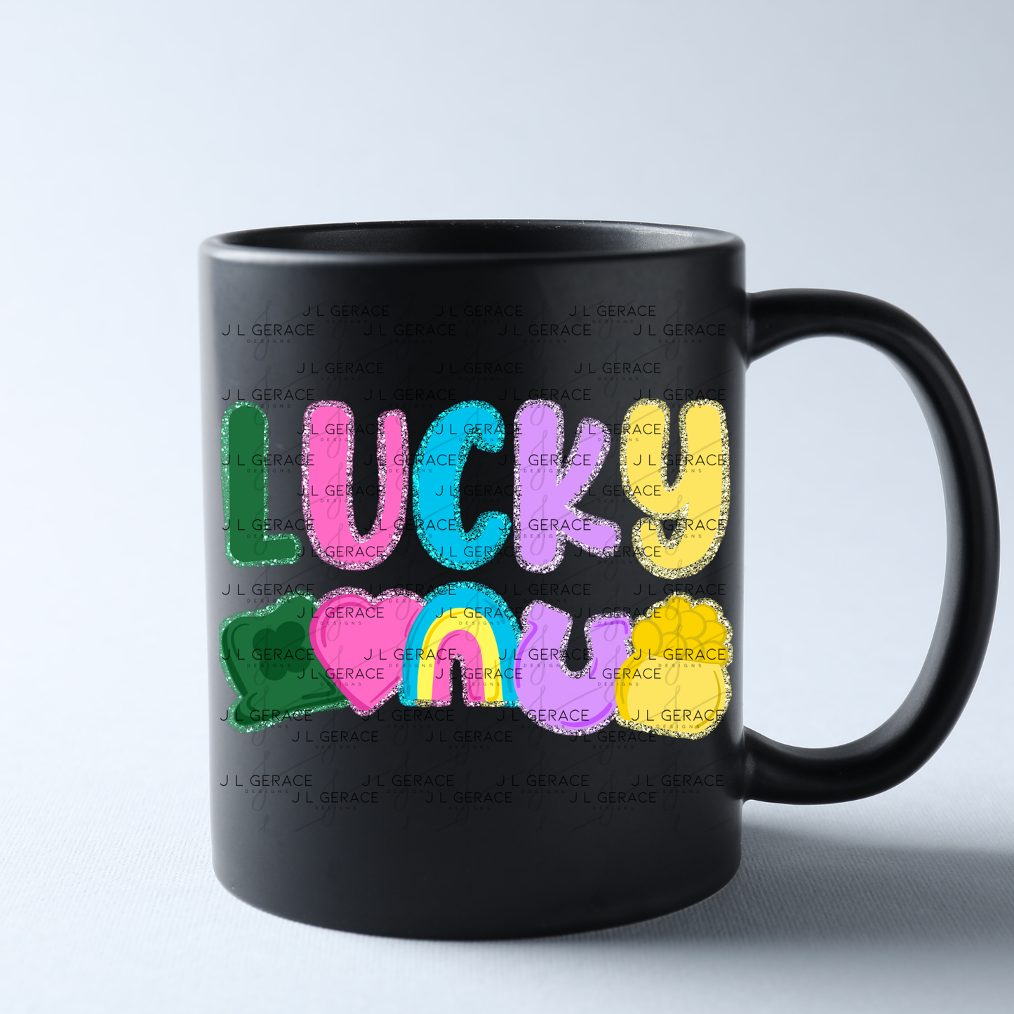 Lucky with charms - Solid Glitter Outline PNG