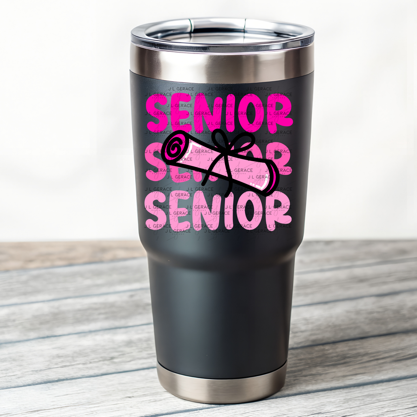 Senior PNG – Pink Diploma Graduation Lettering Design