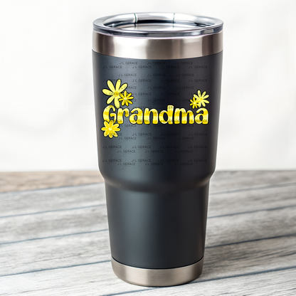 Grandma PNG – Yellow Floral Name Sublimation Design
