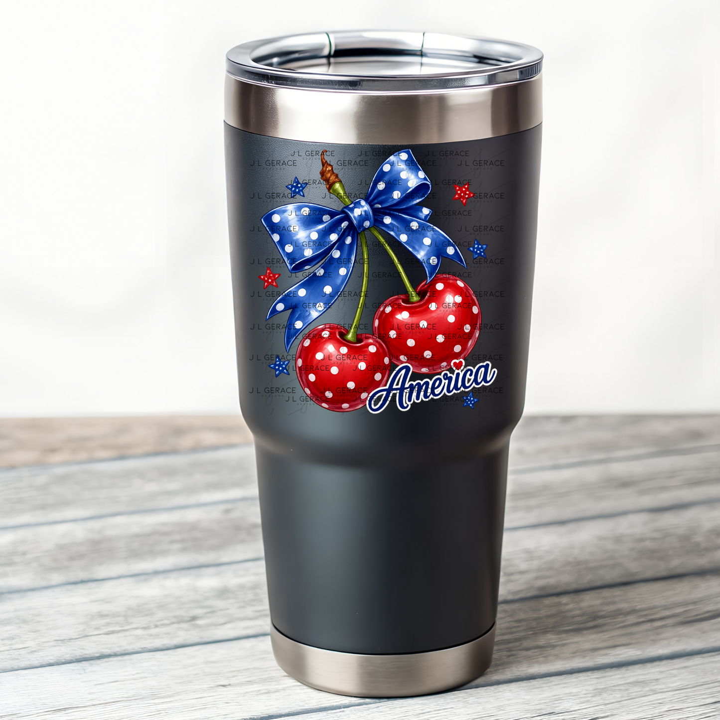 Polka Dot America Cherries PNG
