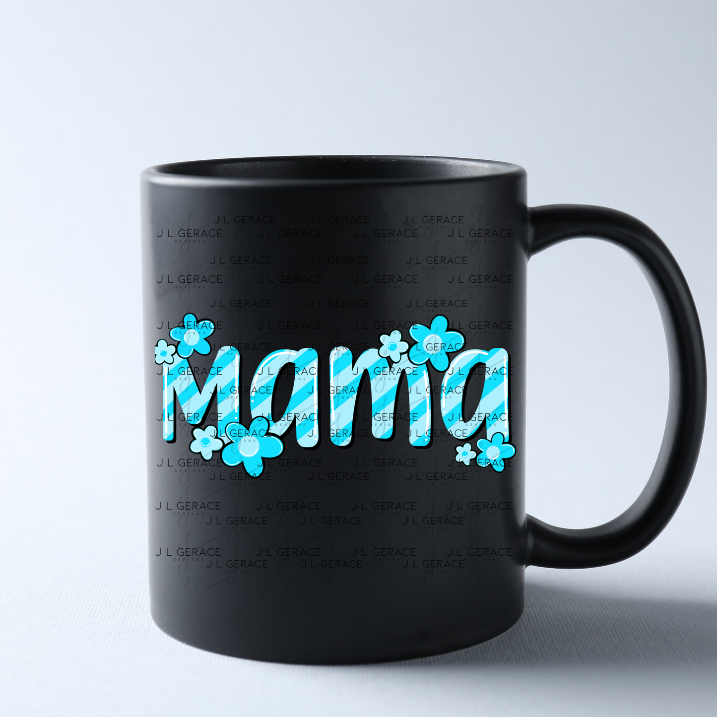 Mama Daisy Floral Blue PNG Design