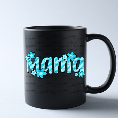 Mama Daisy Floral Blue PNG Design