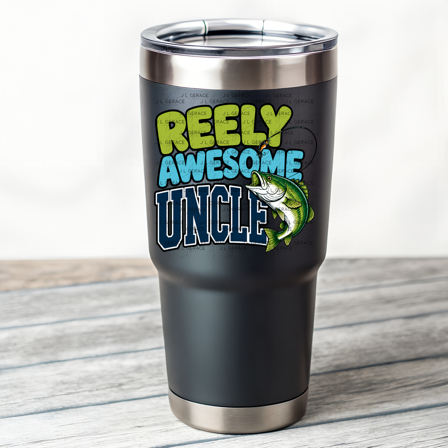 Reely Awesome Uncle PNG – Bass Fishing Sublimation Design