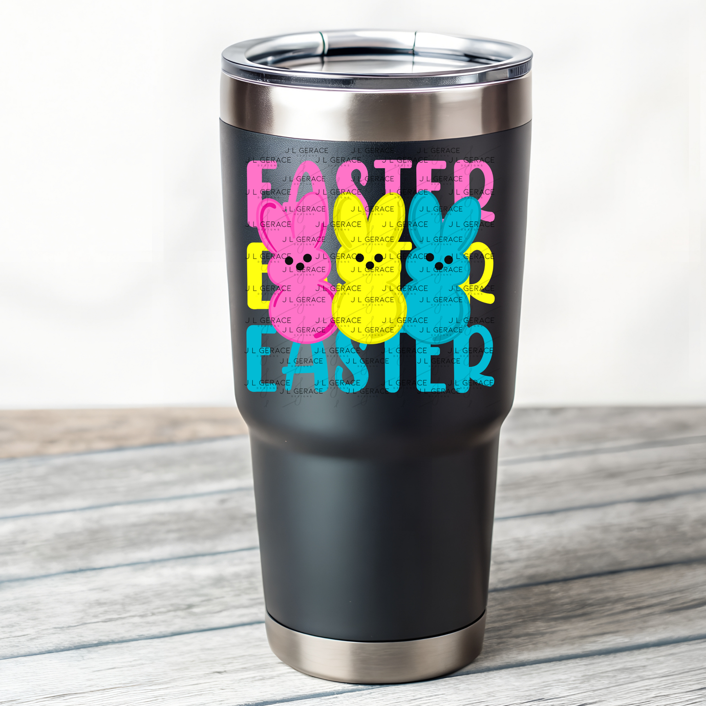 EASTER EASTER EASTER Bunnies Pink - Yellow - Blue PNG