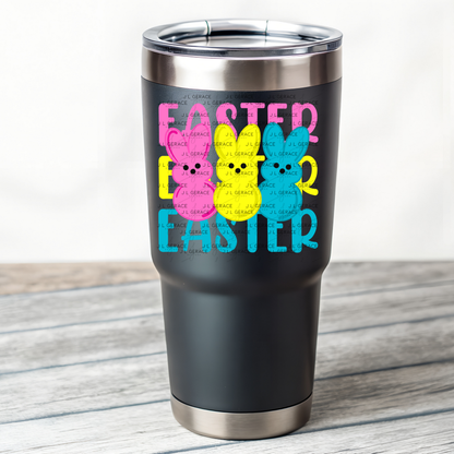EASTER EASTER EASTER Bunnies Pink - Yellow - Blue PNG