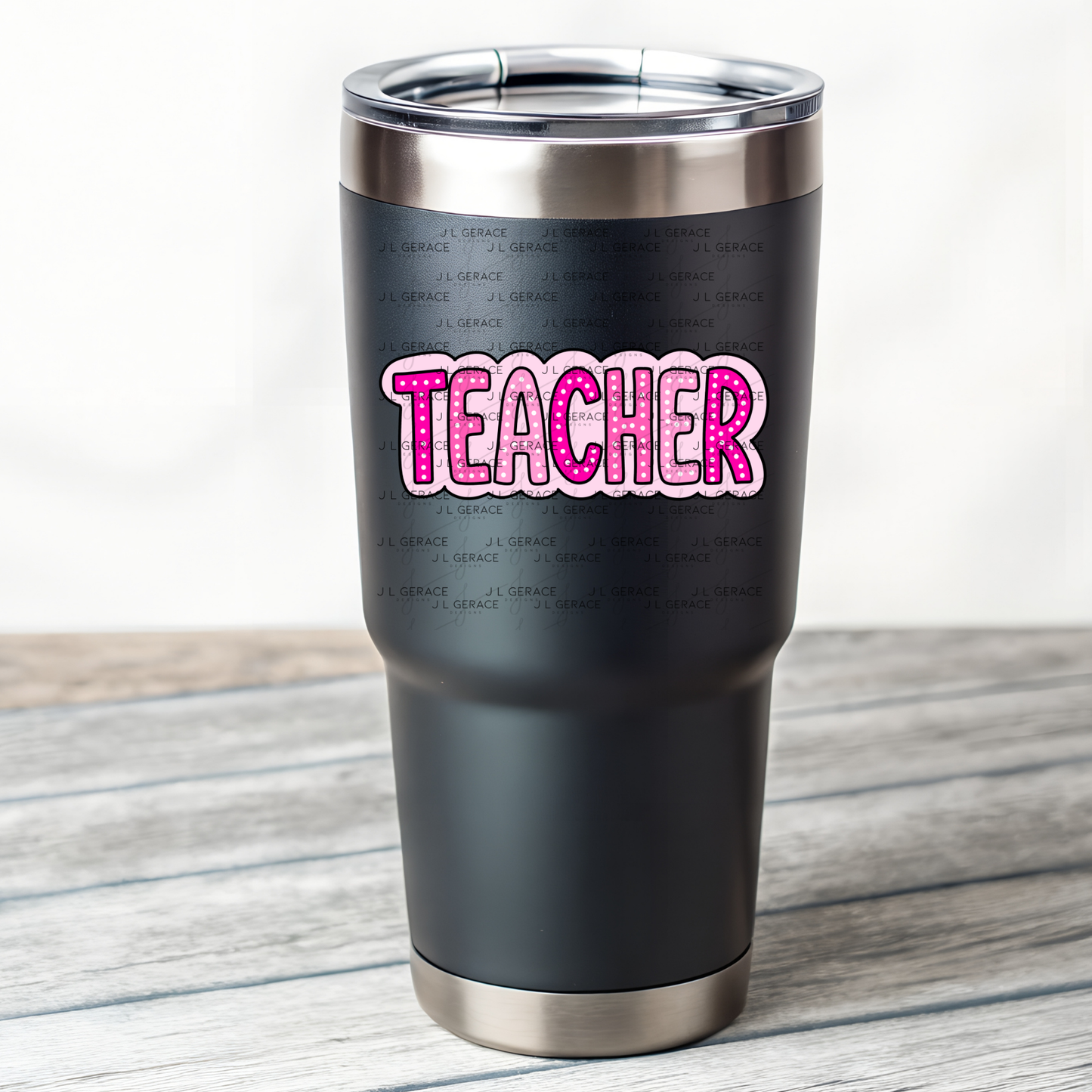 Teacher Dot Lettering Pink PNG Digital Download
