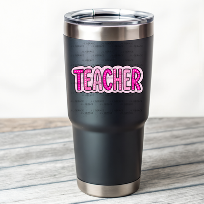 Teacher Dot Lettering Pink PNG Digital Download