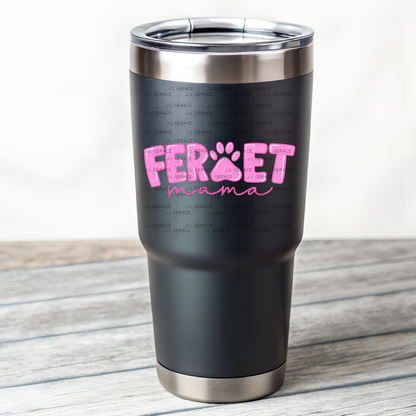 Ferret Mama PNG – Pink Paw Print Design for Pet Lovers