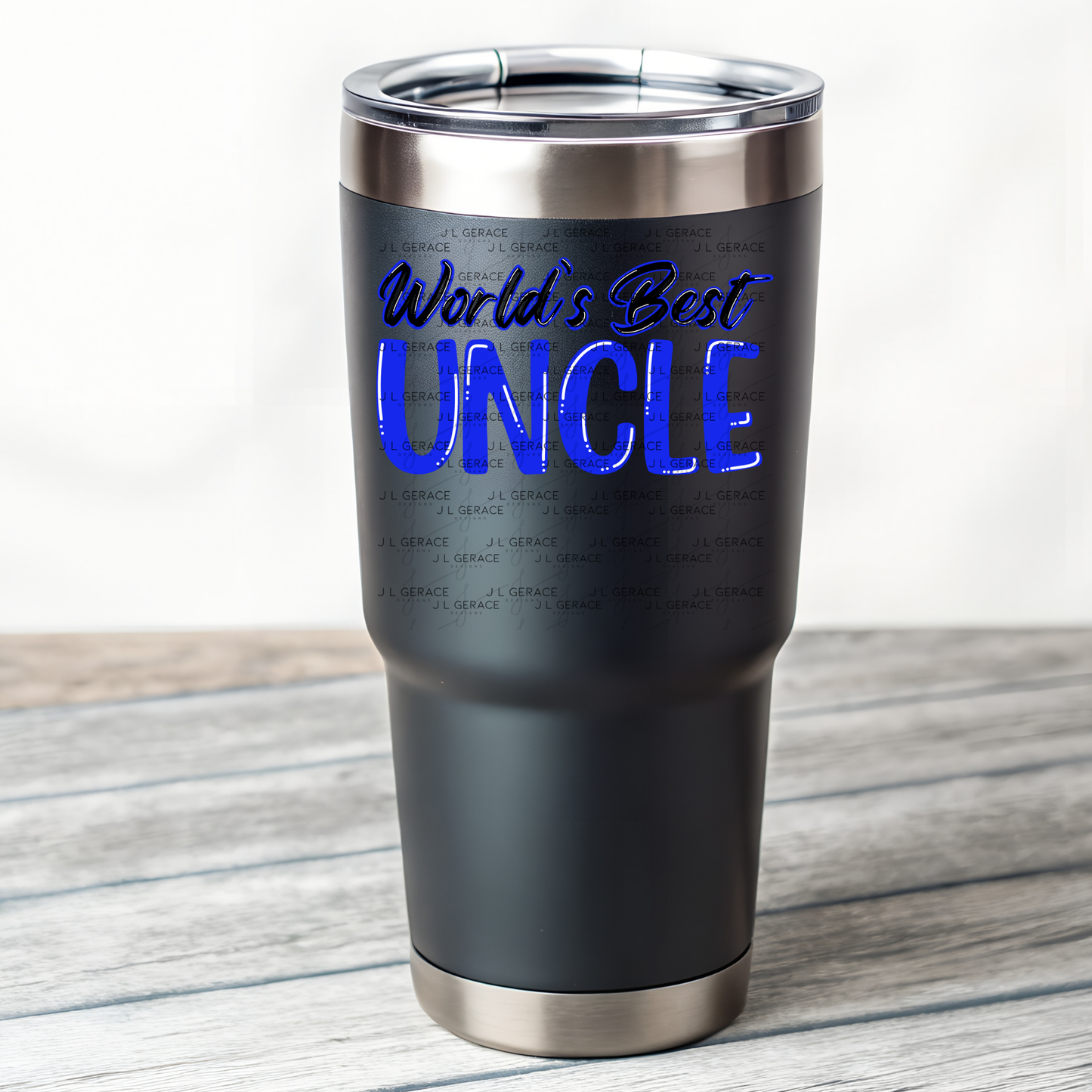 World’s Best Uncle PNG – Blue Glossy Typography Quote Design