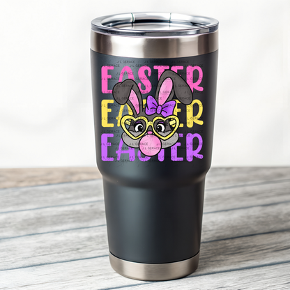 EASTER EASTER EASTER Bunny with Glasses Pink - Yellow - Purple PNG