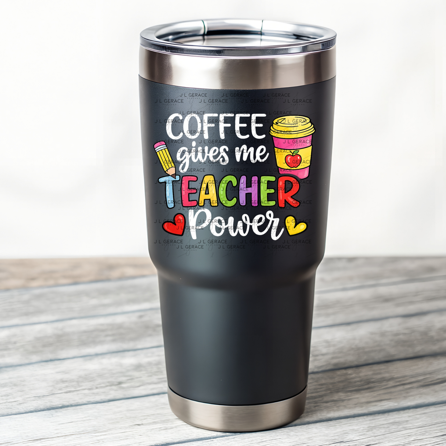Coffee Gives Me Teacher Power PNG Sublimation Design Teacher Appreciation Digital Download