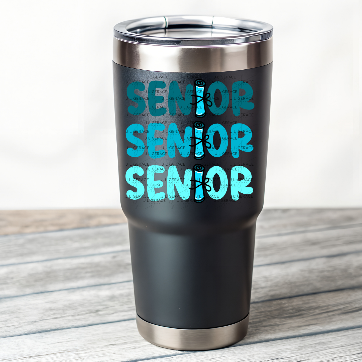 Senior PNG – Teal Diploma Graduation Lettering Design