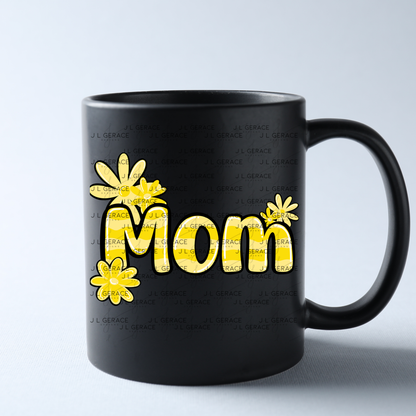 Mom Daisy and Stripes Floral Yellow PNG Design