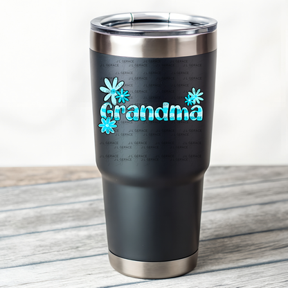Grandma PNG – Blue Floral Name Sublimation Design
